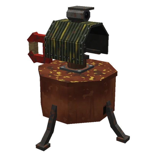 BlockNation auto turret on three legs with a camera and cover